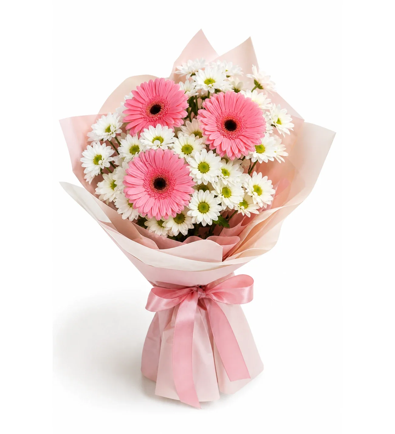 Pembe Gerbera ve Papatyalar